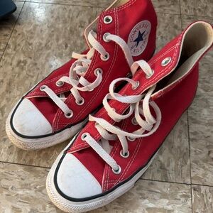 Converse Red Canvas High-Top Sneakers with White Details